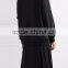 Wholesale Ladies Apparel Pleated Black Stretch-wool Bomber-style Ribbed Trims Long Coat(DQE0382C)