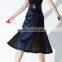 2015 autumn garment direct manufacturer latest fashion unigue design European Style lady long pleated skirt