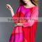 Gored bright color large size women plicated dresses wholesale