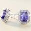 Amethyst Women Purple Zircon Platinum Plated Stud Earring