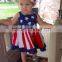 100% Cotton Girls Ruffle Dress Children Long Frocks Designs 4th of July Boutique Outfit