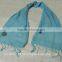 Hand woven cotton scarf with hand embroidery