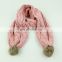 Latest design knitted kids real rabbit fur balls winter scarf wholesale