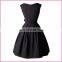 sleeveless boat neck belted side bowknot high waisted evening dress