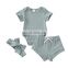 Newborn Kid Baby Boy Girl Clothes set infant Short Sleeve Romper Bow Shorts headband Outfits Summer Toddler clothes