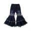 Kids Baby Girls Pants Blue Denim Patchwork Ruffles Button Flare Pants Outfits