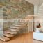 Interior straight floating stairs glass railing handrail staircase design