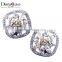 Newest Fashion 2016 2-Tone Plated Square Shape Office Lady Stud Earrings with Zircon