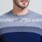Blue Gradient Color Stripes 100% Wool Round Neck Men Pullover Sweater