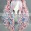 High Quality 70cm Long Wave Beautiful Lolita Wig Color Mixed Synthetic Anime Cosplay Hair Ponytails Wig Party Wig