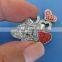 Compet Produce 10 mm Rhinestone Heart Slide Charms with Zinc Alloy Material