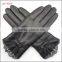 ladies wholesale winter leather hand gloves black with lace