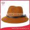 Orange Yellow Large Brim Fedora Wool Felt Hat With Ribbon Band