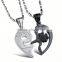 Wholesale  Couple Zircon Broken Heart Chain Necklace