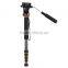 Q188C Factory supply photography carbon fiber portable camera tripod monopod multifuntional telescope camera monopod