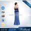 Fashion Semi-sweetheart Long Beaded Blue Formal Crystal Diamond Cocktail Party Dress