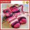 V-394 Fashion Crochet Stripe Women Winter Mittens Gloves With Button Hand Warmer Mitten Gloves Knit Arm Warmer
