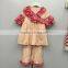 2016 newly made Wholesale Boutique Clothing Cheap Clothes 100% Cotton Red Quotrofoil Top White floral Set