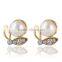 Gold plating imitation pearl fishional bridal jewelry set decorated with rhinestone