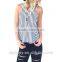 Fashionable Stripe Stripe Cross Back Tank Woman Top 2016