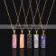 Natural Unpolished Crystal Stone Vertical Quartz Bar Pendant Necklaces