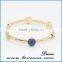 Round Colorful Stones Gold Stone Bracelet Bangle with 6 Gemstones Inlaid in Bangle