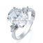 Fashion jewelry 18k white gold plated Bridal wedding ring 925 sterling silver big gemstone ring