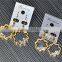 Fashion Sweet Flower Stainless Steel Gold Plated Locket Glass Crystal Drop Earrings for Women