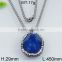 Fascinating natural blue oval stone steel color necklace