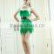 factory Cheap green dancing christmas with belt for women sexy santa clause costume for adults