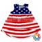 New Arrival 4th Of July Girl Festival Clothes Red White Blue Stars Patriotic Patten Cotton Sleeveless Baby Dress