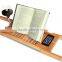 Aonong Bamboo Bathtub Caddy with Extending Sides & Adjustable Book Holder & Bamboo Iphone Holder Bath