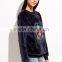 Navy Velvet Embroidered Sweatshirt Long Sleeve100 Cotton Frech Terry Custom Embroidery Sweatshirt Vintage Winter Coats