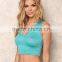 MGOO 2017 Custom Made Sleeveless Cotton Spandex 180g Crop Tops With Hood Fashion Mint Lounge Basic Tops