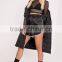 High Waist Women Plain Black Satin Contrast Binding Runner Shorts With High Curved Side
