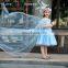 XXLF217 blue handsome hemline organza flowers flower girl dress patterns plain flower girl dress