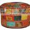 Indian Pouf Stool Vintage Patchwork Embellished with Patchwork Living Room Ottoman Cover