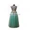 New Latest Sweet Sleeveless Jewel Floor Length Appliqued Ball Gown Tulle Zipper Women Prom Dress