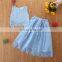 A0157# Новый модный летний костюм для девочек. Набор из двух предметов одежды: детская блузка с кружевами и юбка