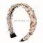 ZA Beaded Natural Crystal stone wide Headband for Women Girls Boho Hairband Wedding Winter Handmade Hair Accessories