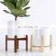 Nordic Garden Indoor Flowerpot Flower Plant Ceramic Macetas Planters Pots With Wood Stand Holder