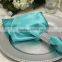 Polyester satin table napkin with ring for wedding, turquoise color