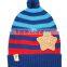 Hot Selling Star Applique Baby Boys Girls Stripe Knitted Pom Pom Baby Beanie Cap