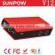sunpow 8000mah colorful and Multi-Function 12v car jump starter Mobile Power Bank Battery booster with Air compressor