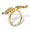 14K Gold Over Silver Micro-pave Cubic Zirconia Adjustable Angel Wing Ring