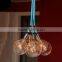 Big Bulbs Pendant Lights Clear Glass Lighting with Red Cords for Dining Room