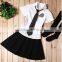 2015 new fashion school girl sex blouse skirt dress