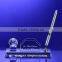 VIP business crystal globe office gift desktop set with pen holder, name card holder