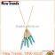 Vintage Bohemia style gold long chain turquoise charm necklace
