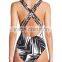 Summer Sexy Ladies Print Backcross Halter One Piece Swimwear